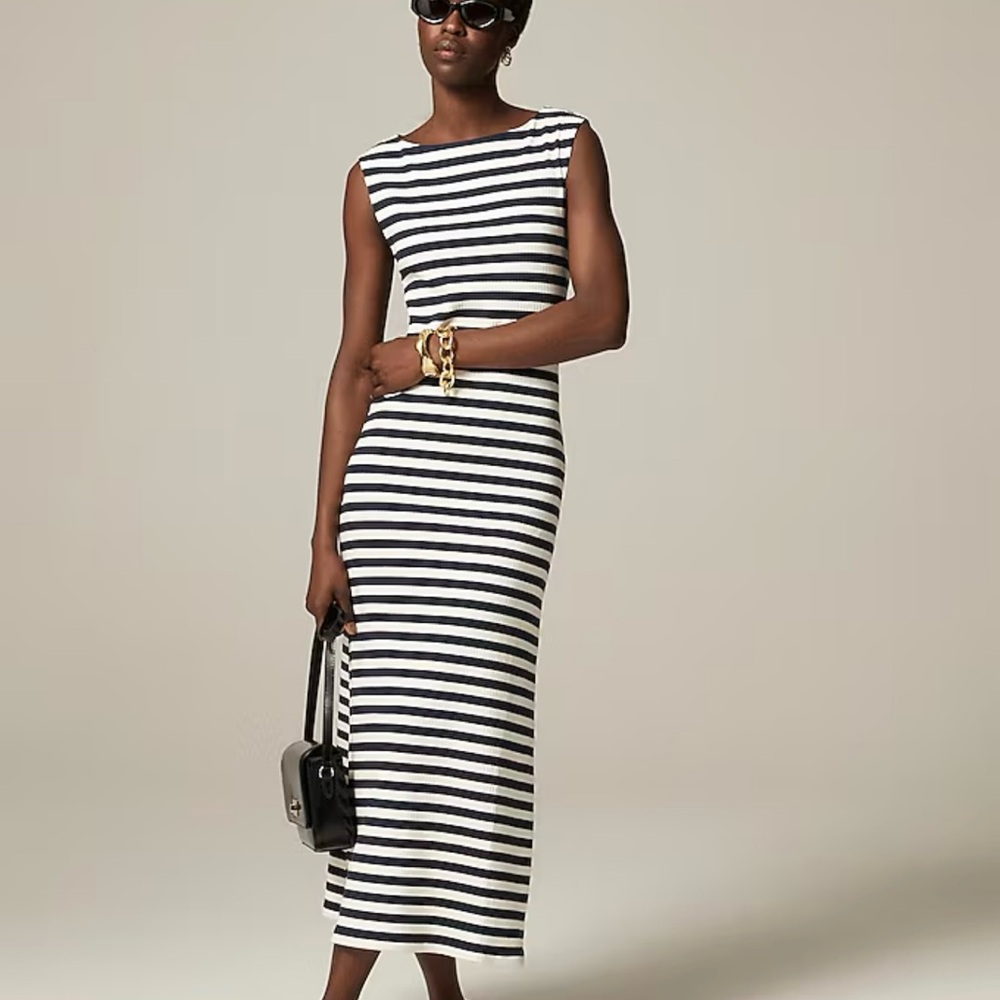 NWT Striped Navy and White Maxi Dress S 2025